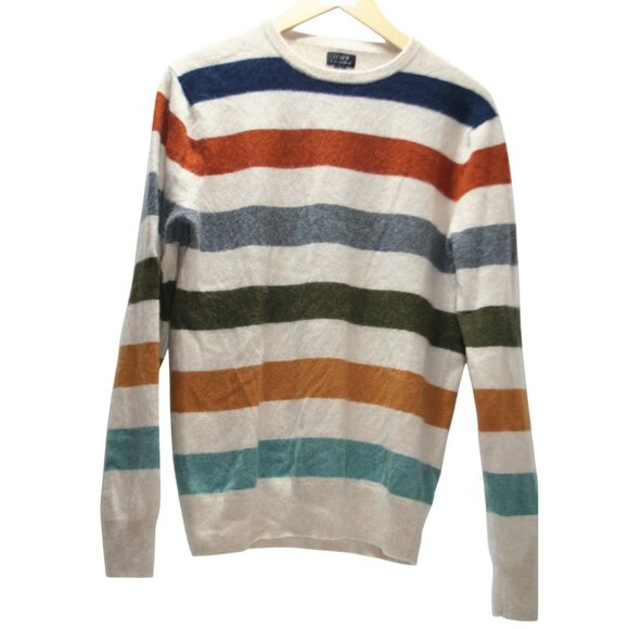 J Crew Other - J Crew Everyday Cashmere Crewneck Sweater Mens L Heather Natural Stripe Preppy